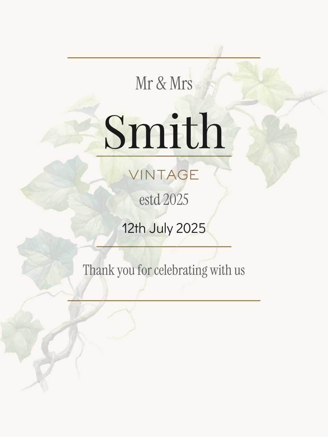 Custom wine bottle label
