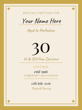 Custom wine bottle label