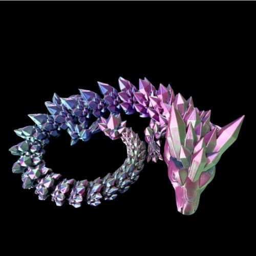 Iridescent Crystal Dragon – Articulated 3D Printed Fantasy Figurine (54 cm Long)