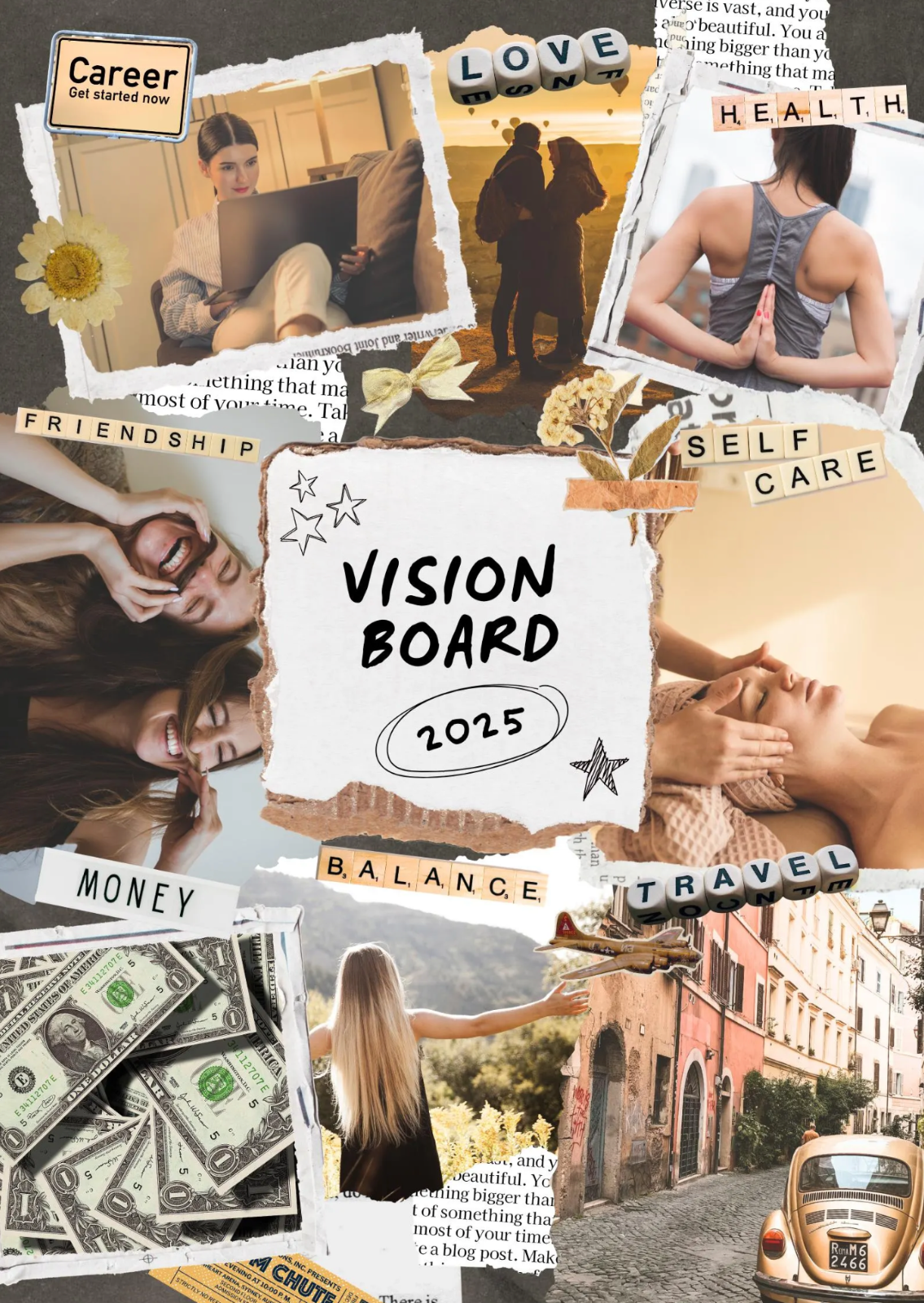 Custom Printed Vision Board – High-Quality Satin Paper, Manifestation Board, Per