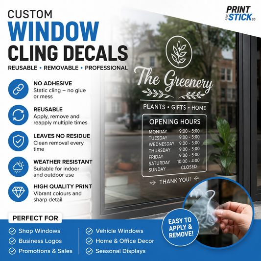 Shop Opening Hours Window Cling