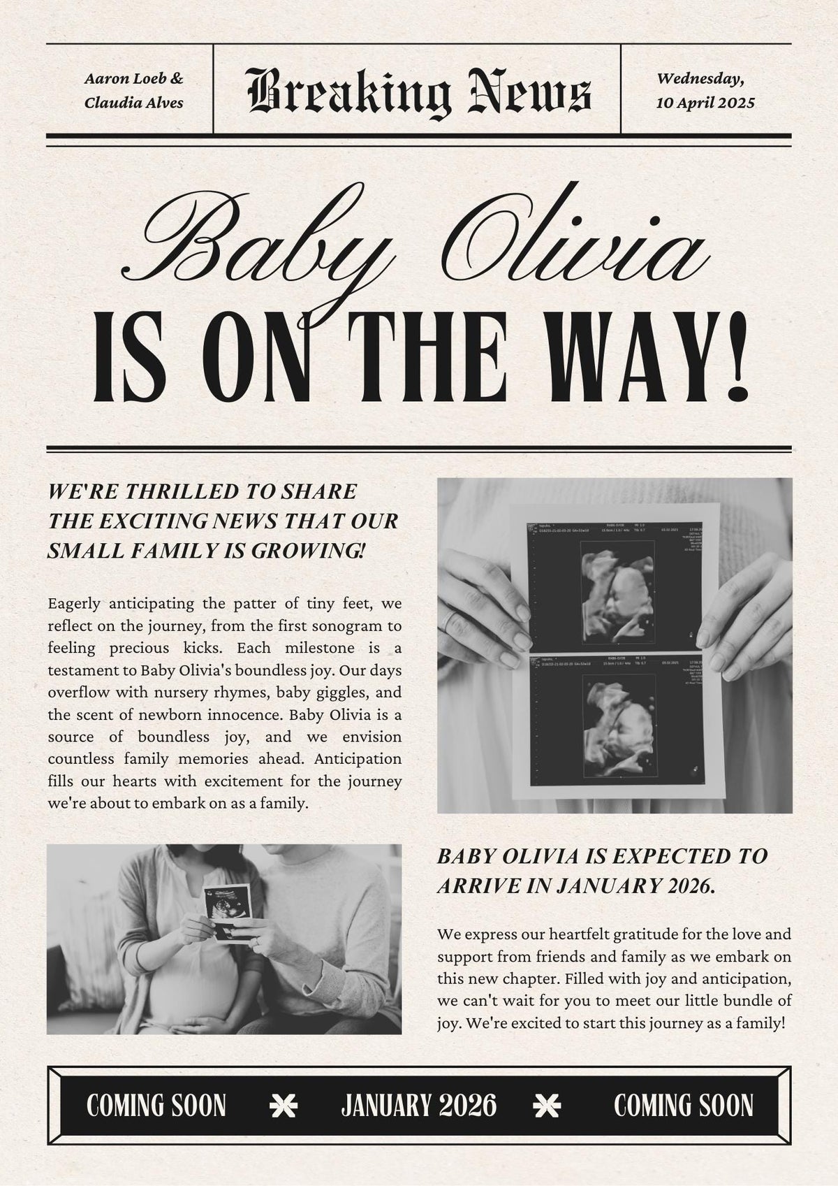Personalised Vintage Newspaper Poster – Custom Birthday Gift