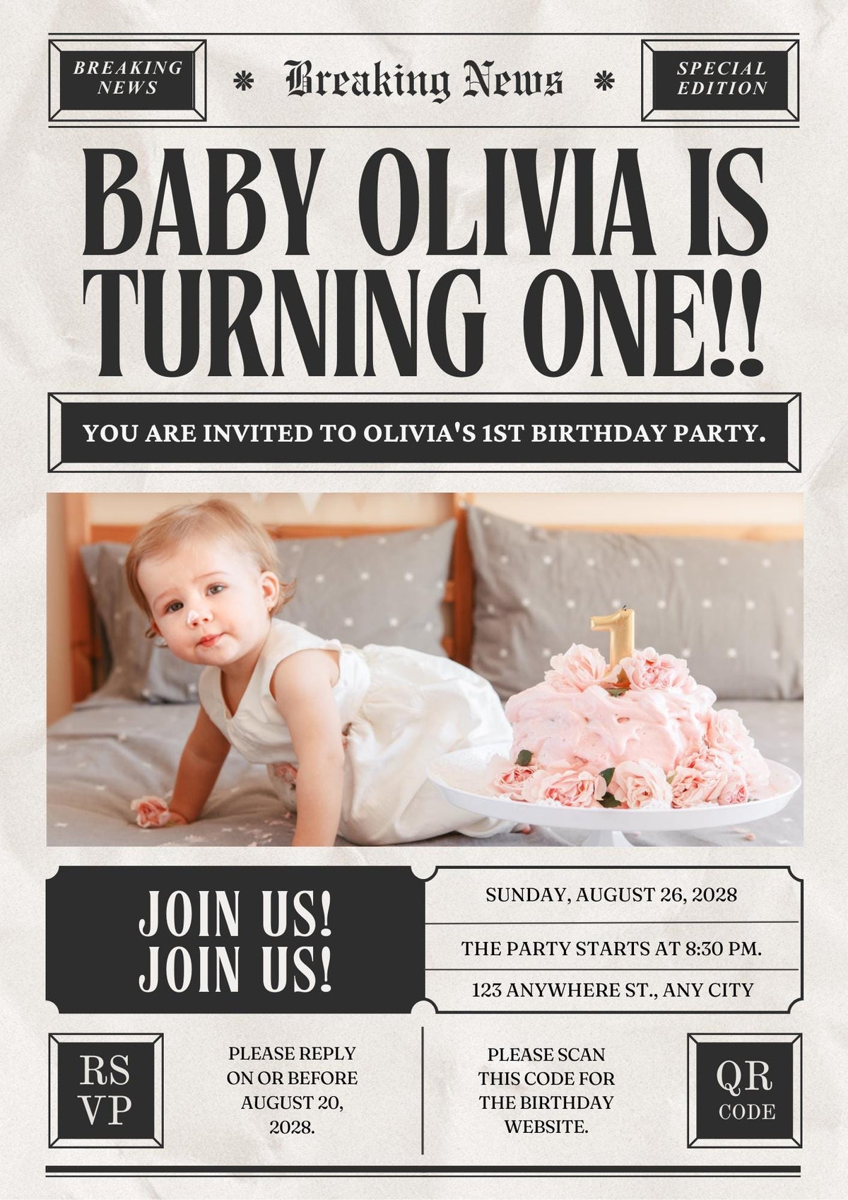Personalised Vintage Newspaper Poster – Custom Birthday Gift