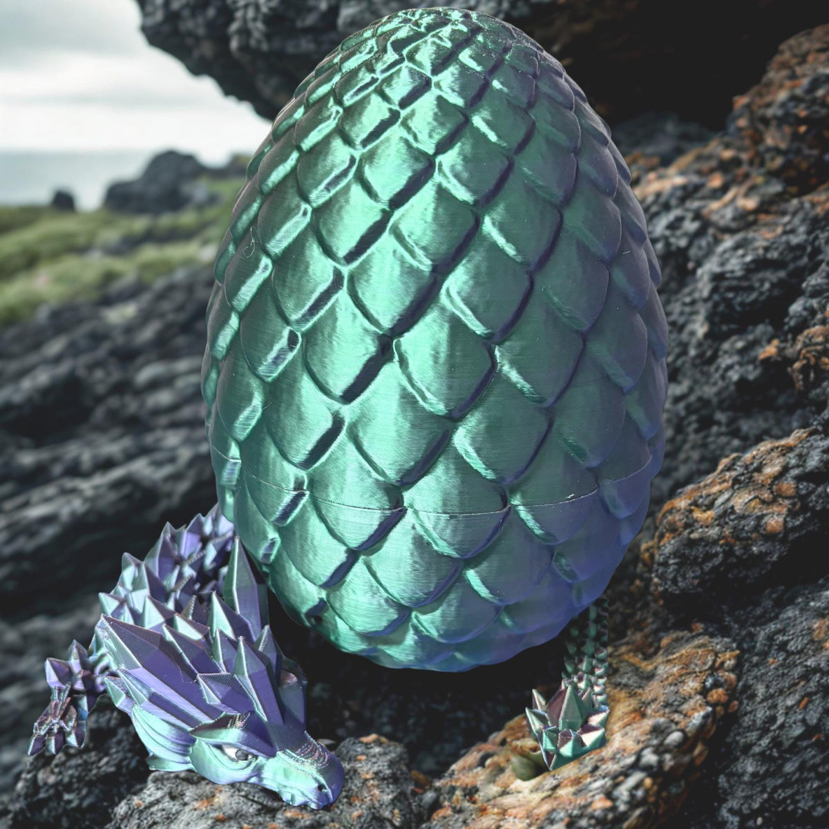 Iridescent Crystal Dragon – Articulated 3D Printed Fantasy Figurine (54 cm Long) custom sizes available