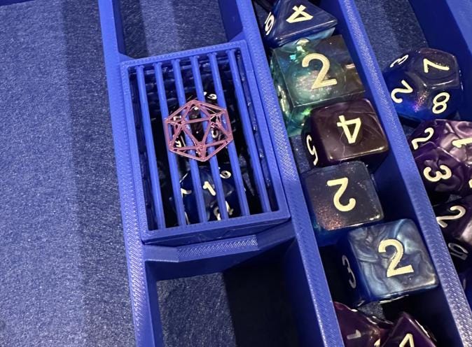 3D Printed DnD Character Tracker & Dice Tray, Black Gold Fantasy Design (Folding Player Organizer)
