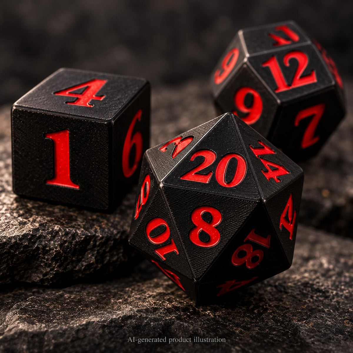 Black & Red DnD Dice Set, 7 Piece RPG Polyhedral Dice Set, D20 D12 D10 D8 D6 D4, Dungeons and Dragons Dice, Gamer Gift